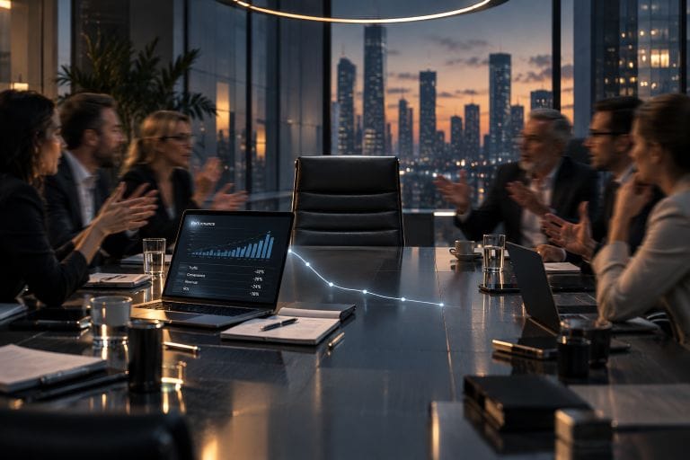 Empty chair as senior expertise goes silent in a noisy meeting.