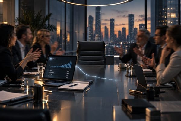 Empty chair as senior expertise goes silent in a noisy meeting.
